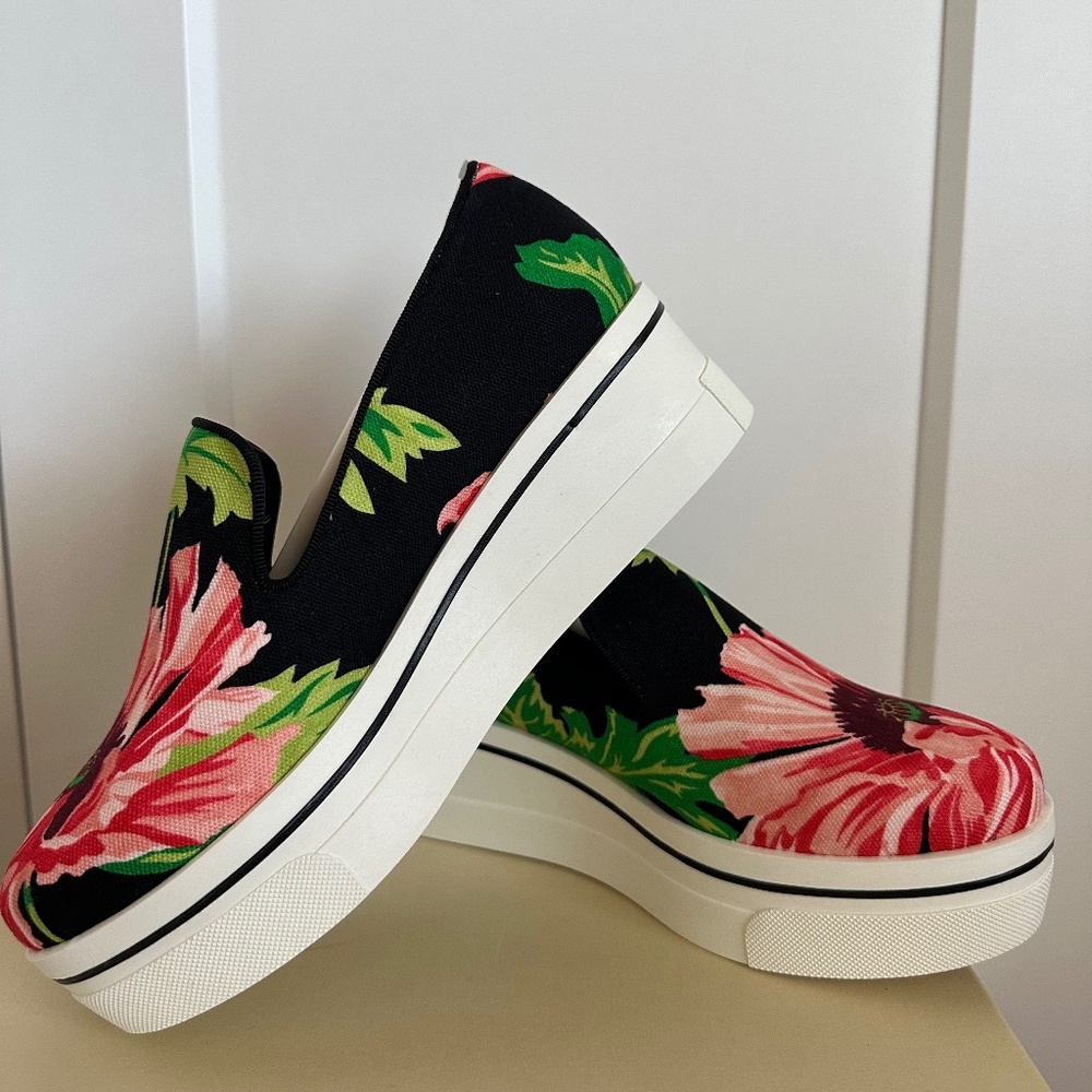 Stella McCartney Women's Sneakers Binx Pink Floral Canvas Platform Slip On